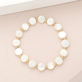 Mother Of Pearl Disc Stretch Bracelet