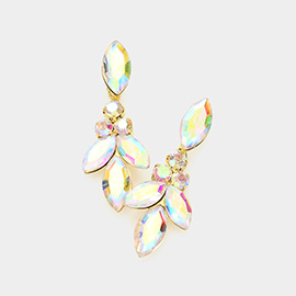 Marquise Round Stone Dangle Evening Earrings