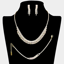 Rhinestone Paved Necklace Jewelry Set