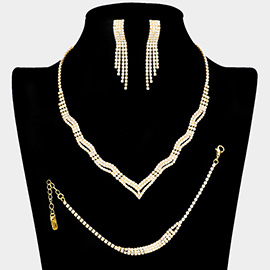 Wavy Rhinestone Necklace Jewelry Set