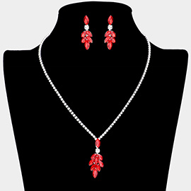 Marquise Stone Cluster Pendant Rhinestone Necklace
