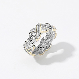 CZ Stone Paved Crisscross Ring