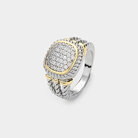CZ Stone Paved Square Ring