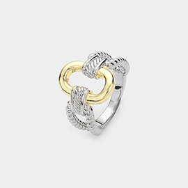 Two Tone Open Oval Rope Ring