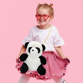 Furry Panda Doll Crossbody Bag