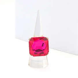 Crystal Square Stone Cluster Stretch Ring