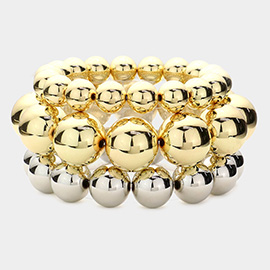 3PCS - Metal Ball Stretch Multi Layered Bracelets