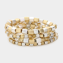 4PCS - Metal Beads Stretch Multi Layered Bracelets