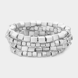 4PCS - Metal Beads Stretch Multi Layered Bracelets