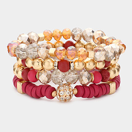 4PCS - Faceted Beaded Multi Layered Bracelets