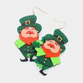 St Patricks Day Acetate Leprechaun Dangle Earrings