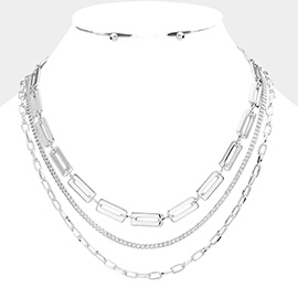 3PCS - Layered Metal Paperclip Necklaces