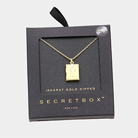 SECRET BOX_14K Gold Dipped Bible Locket Pendant Necklace