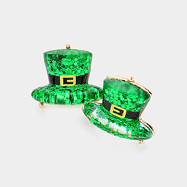 St Patricks Day Leprechaun Hat Stud Earrings