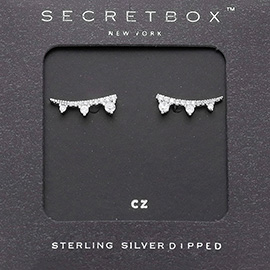 SECRET BOX_Sterling Silver Dipped CZ Stone Paved Stud Earrings