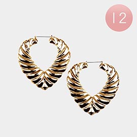 12PCS - Textured Metal Hoop Pin Catch Earrings