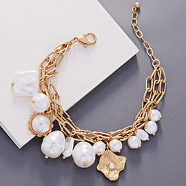 Pearl Flower Charm Bracelet