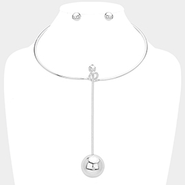 Barbell Pendant Statement Metal Necklace
