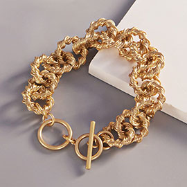 Textured Metal Chain Toggle Bracelet