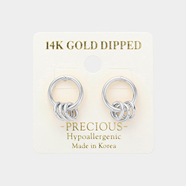 14K White Gold Dipped Abstract Metal Stud Earrings