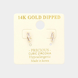 14K Gold Dipped CZ Stone Stud Earrings