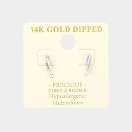 14K White Gold Dipped CZ Stone Stud Earrings