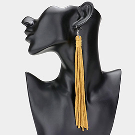 Genuine Leather Tassel Dangle Earrings