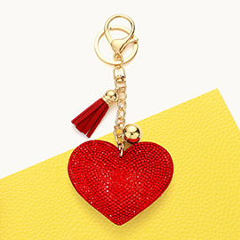 Bling Heart Tassel Keychain