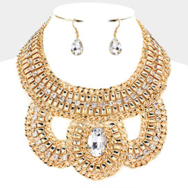 Oval Stone Accented Statement Necklace