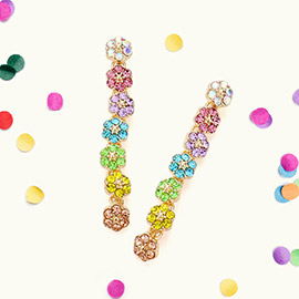 Flower Stone Cluster Dropdown Earrings