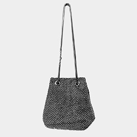 Bling Mesh Drawstring Bucket Bag / Shoulder Bag / Crossbody Bag