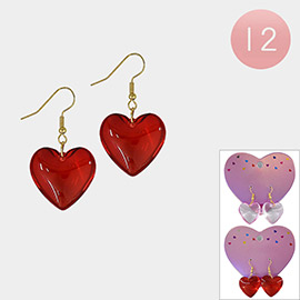 12PAIRS - Heart Dangle Earrings