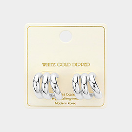 White Gold Dipped Metal Split Earrings