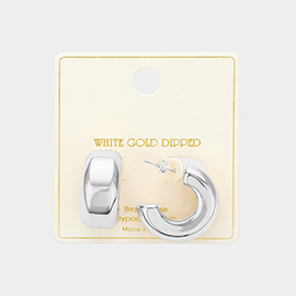 White Gold Dipped Half Round Post Earrings