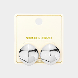 White Gold Dipped Oval Convex Earrings