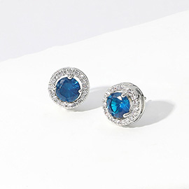 14K Gold Dipped CZ Stone Stud Earrings