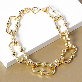 Gold Dipped Hardware Metal Chain Bracelet