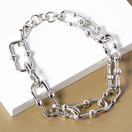 White Gold Dipped Hardware Metal Chain Bracelet