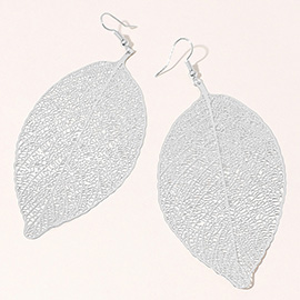 Metal Filigree Leaf Dangle Earrings