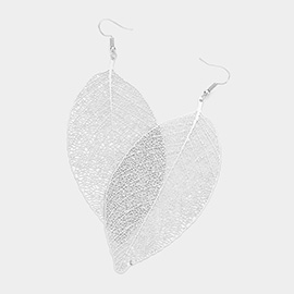 Metal Filigree Leaf Dangle Earrings