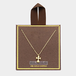 18K Gold Dipped CZ Stone Paved Mini Cross Pendant Necklace