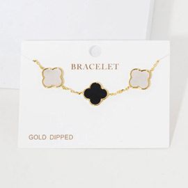 Gold Dipped Quatrefoil Charm Link Bracelet