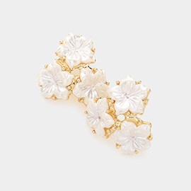Pearl Triple Flower Cluster Earrings