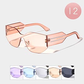 12PCS - Rimless Wayfarer Sunglasses