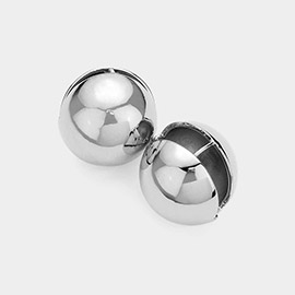 SECRET BOX_Sterling Silver Dipped Hypoallergenic Metal Ball Huggie Back Earrings