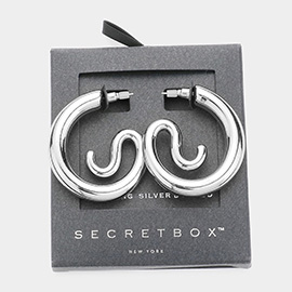 SECRET BOX_Sterling Silver Dipped Abstract Metal Hoop Earrings