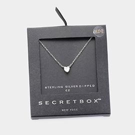 SECRET BOX_Sterling Silver Dipped CZ Stone Heart Pendant Necklace