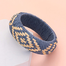 Raffia Weave Abstract Pattern Bangle Bracelet