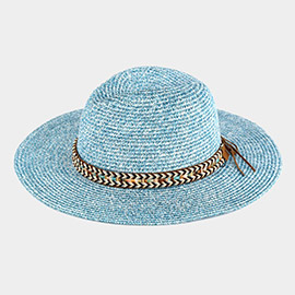 Multi Color Braided Band Straw Panama Sun Hat