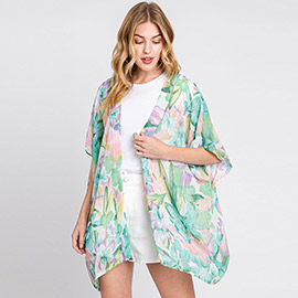Floral Print Cover Up Kimono Poncho